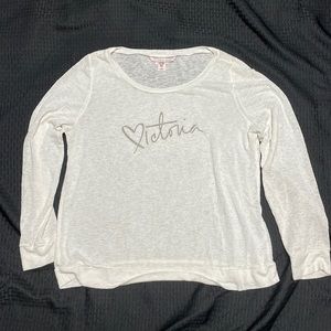 Victorias Secret Slightly Sheer Super Comfy Off White along Sleeve Top Size L